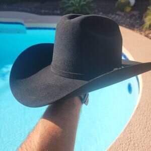 Vintage Stetson 6X Beaver Cowboy Hat Sz 7 Black Rancher Western USA Made